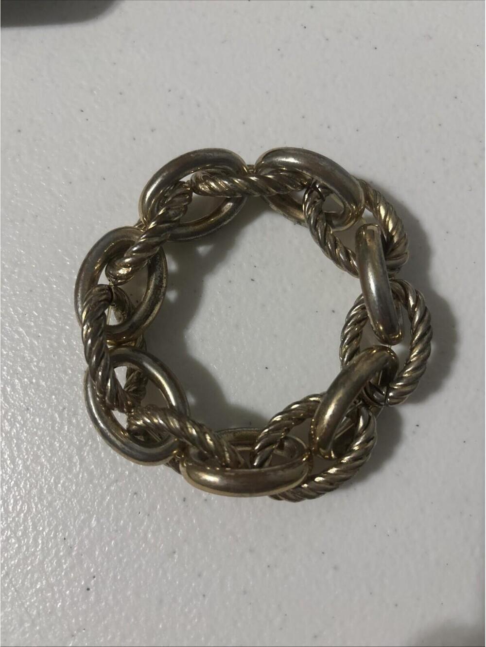 Rope Look Silver/gold Toned Stretchy Bracelet